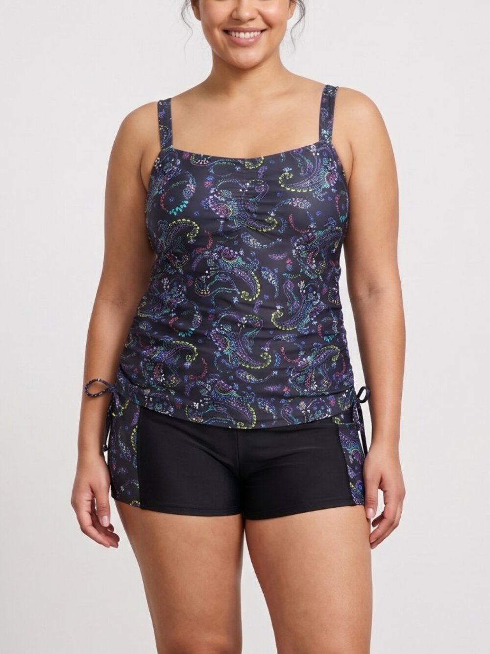 NWT Halcurt Plus Size 2XL Tankini Swimsuit Paisley Print Tank Top Swim Shorts 2X